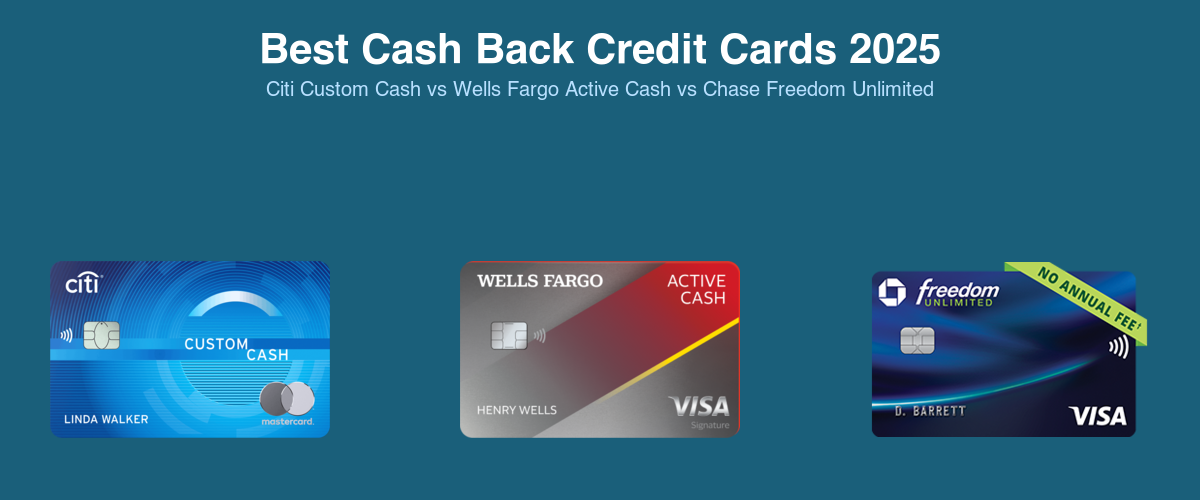 Best Cash Back Credit Cards 2025: Citi Custom Cash vs Wells Fargo Active Cash vs Chase Freedom Unlimited