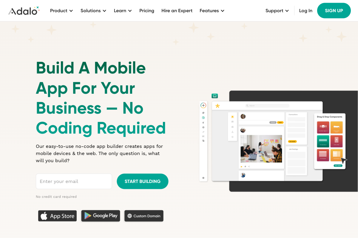 Adalo homepage