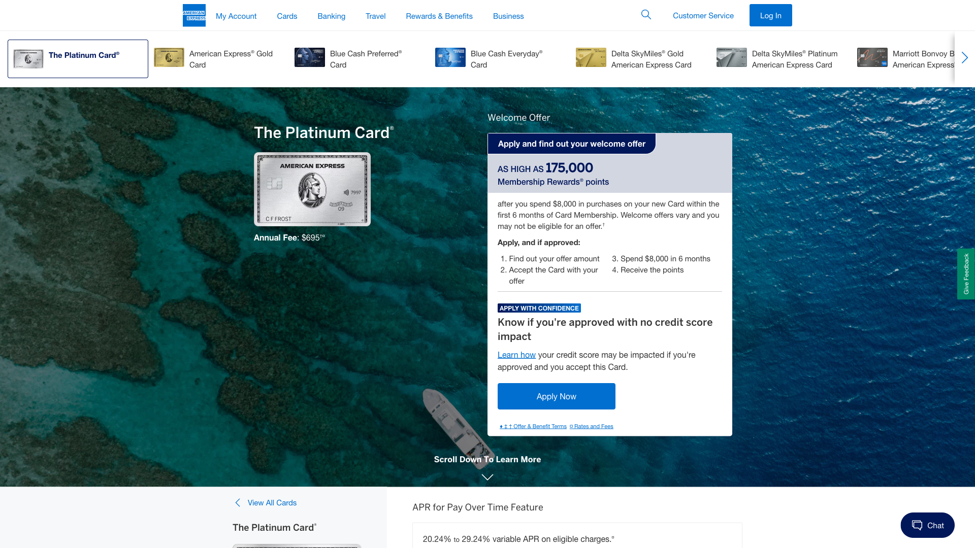 American Express Business Platinum homepage