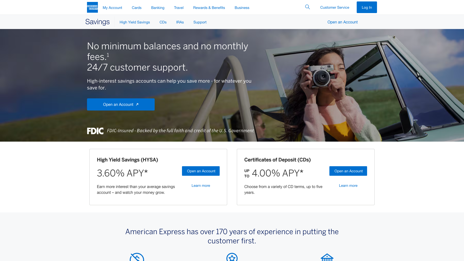 American Express Personal Savings homepage