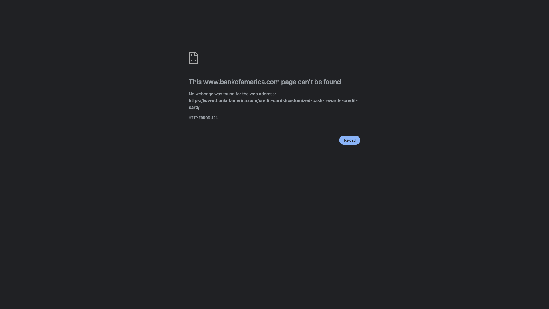 Bank of America Customized Cash homepage
