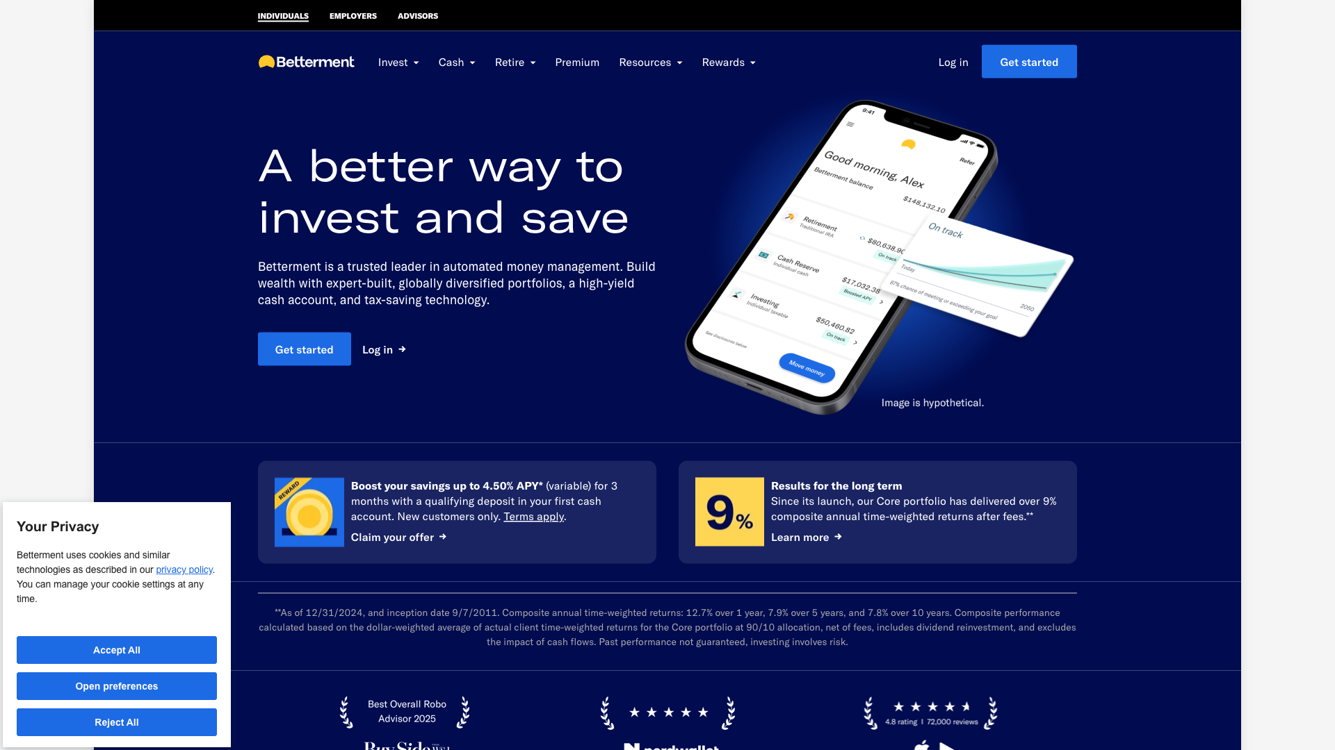 Betterment robo advisor interface