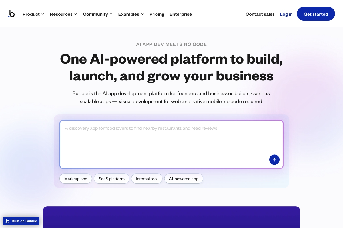 Bubble homepage