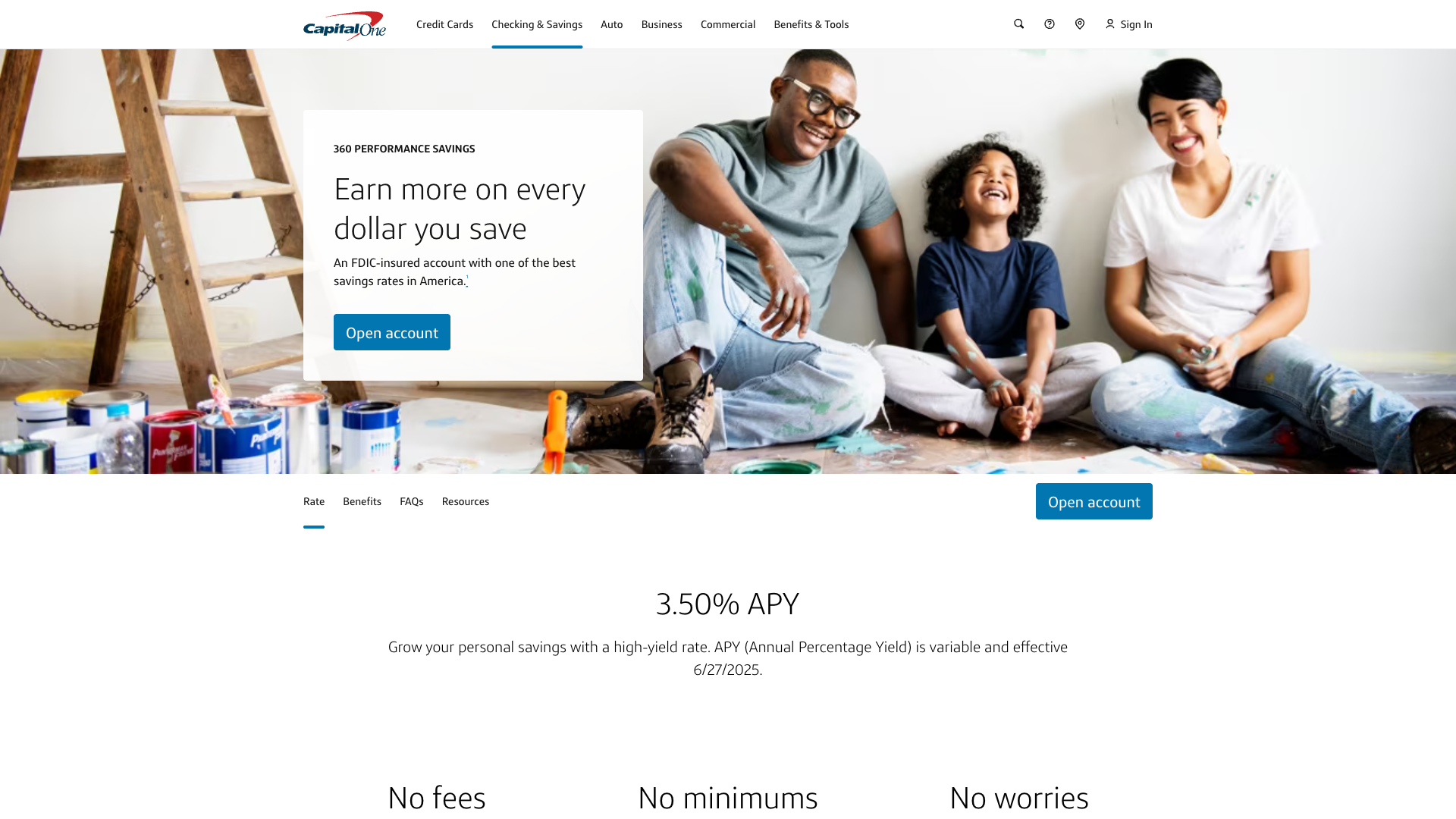Capital One 360 homepage