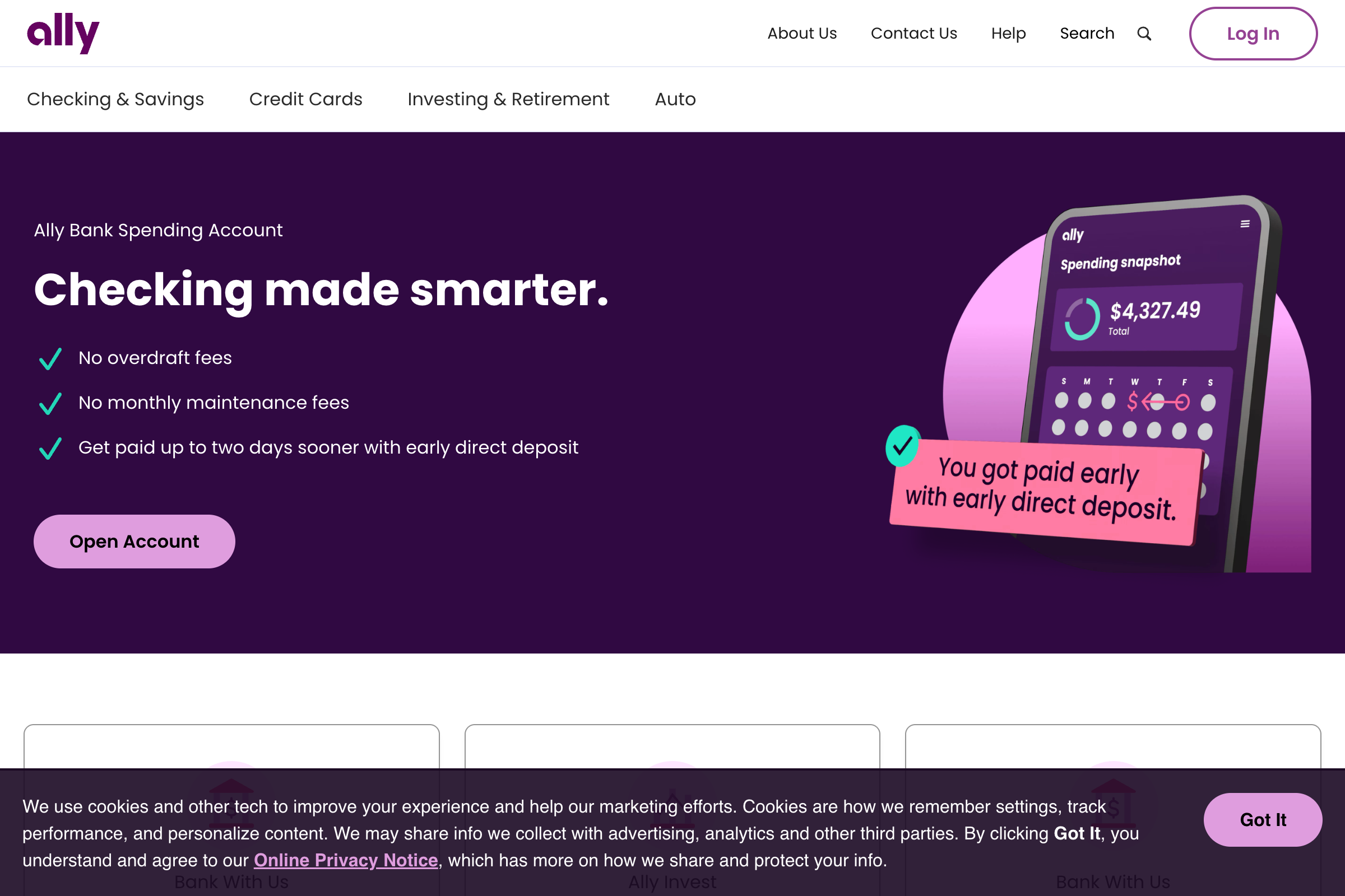Chase Bank homepage