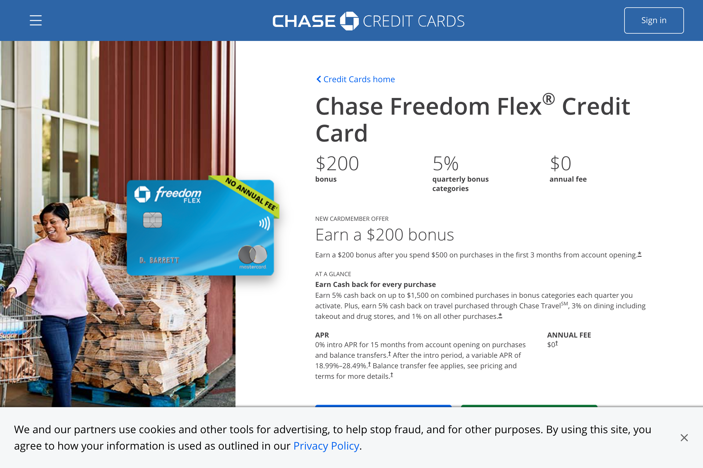 Chase Freedom Unlimited homepage
