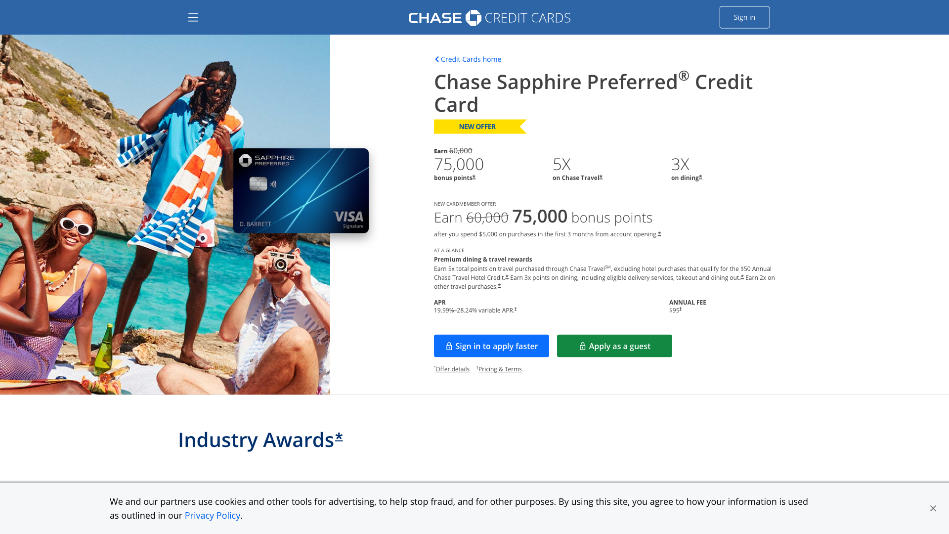 Chase Sapphire Preferred homepage