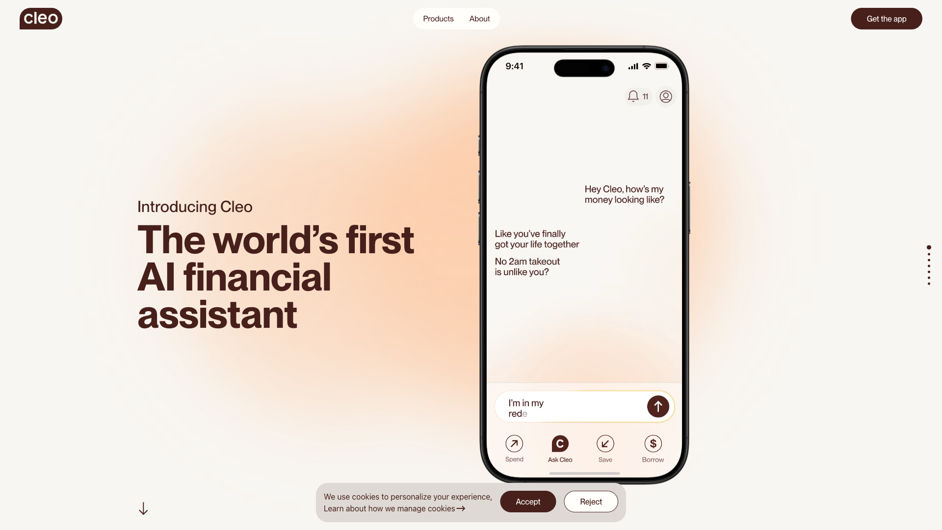 Cleo AI Assistant homepage