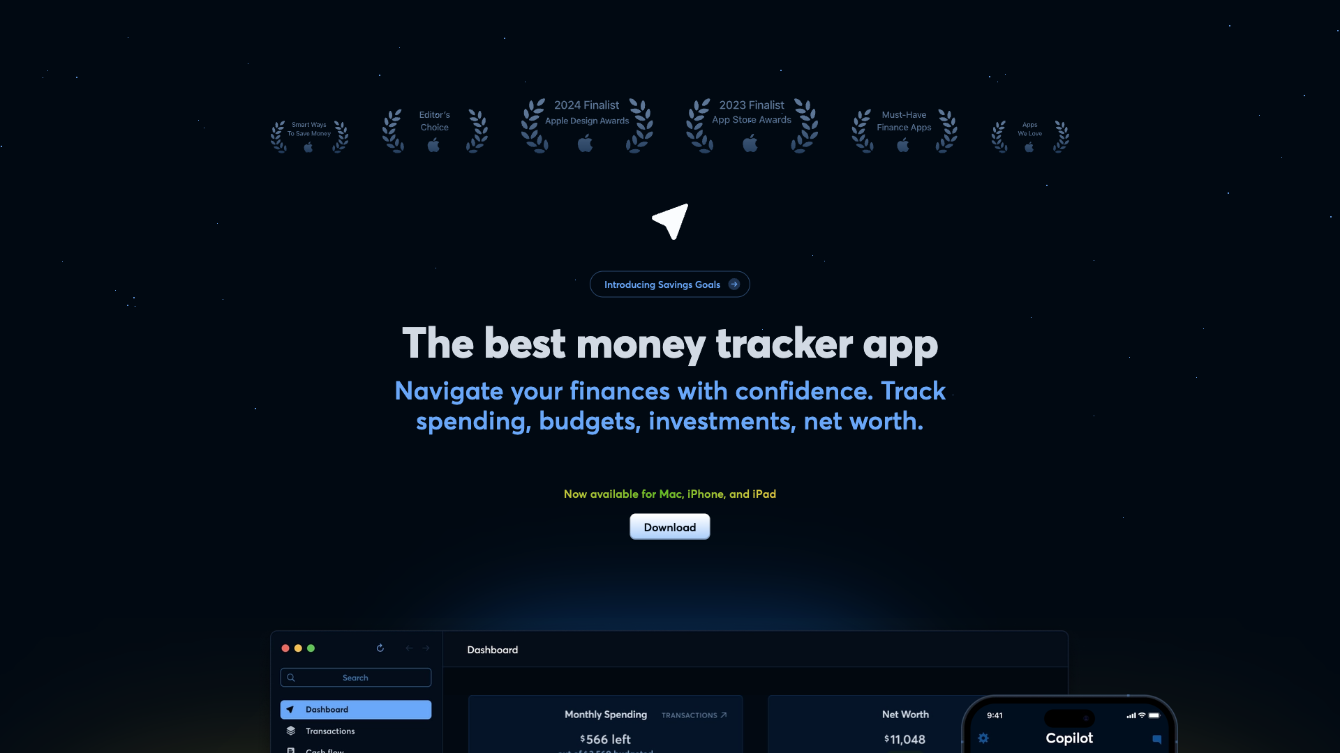 Copilot Money homepage