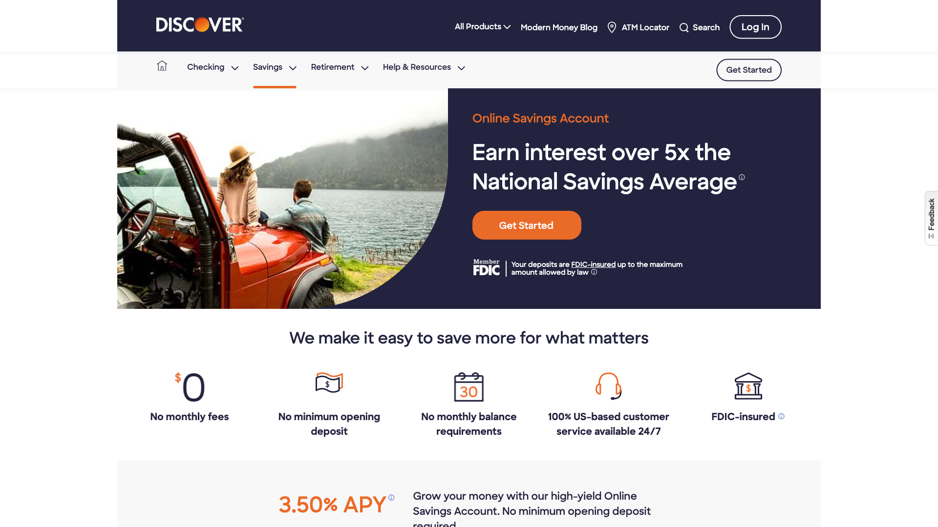 Discover Online Savings homepage