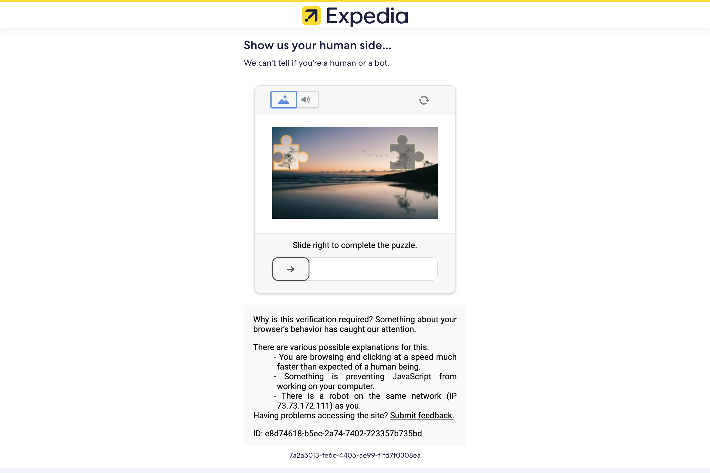 Expedia homepage