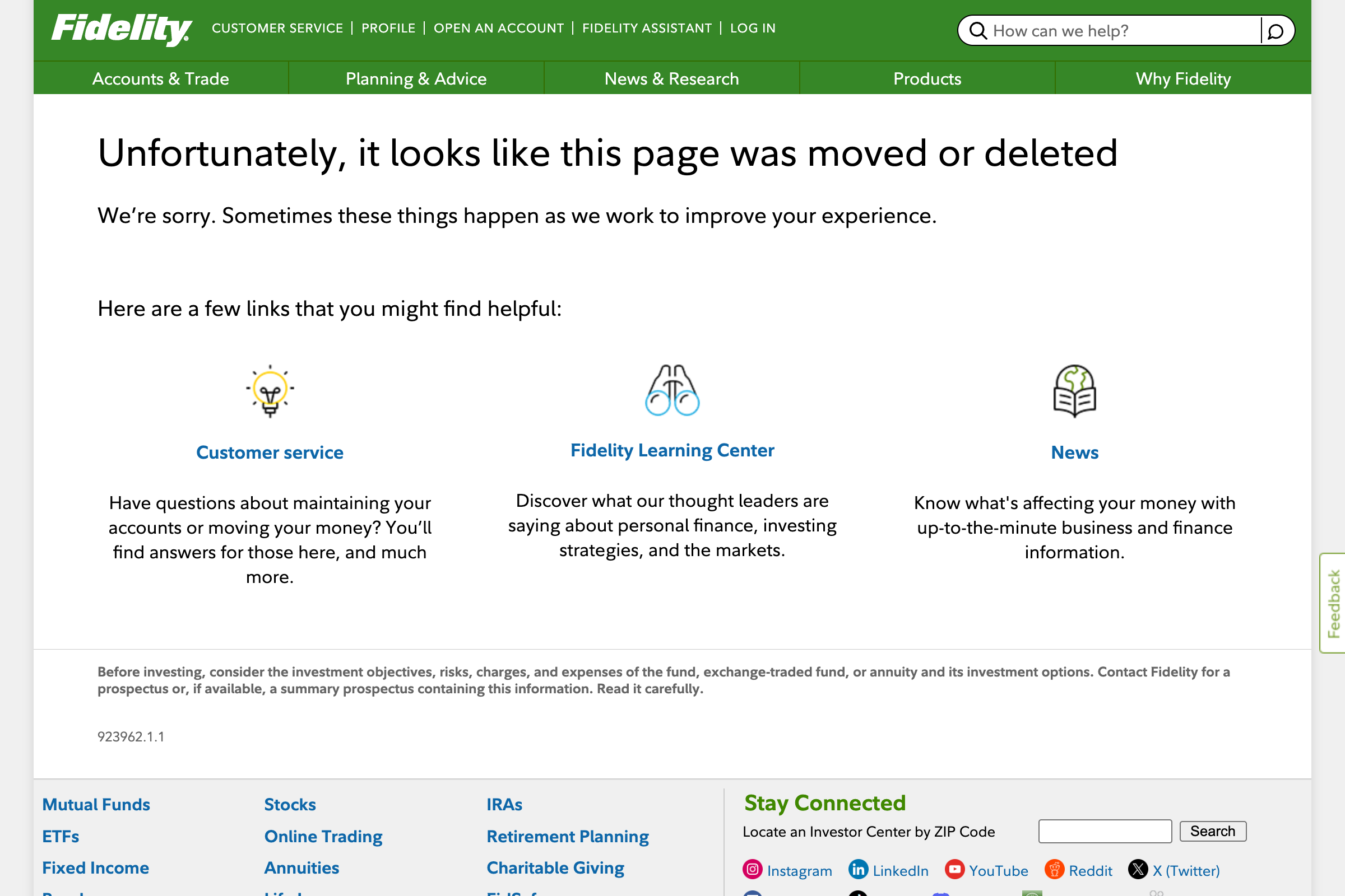 Fidelity Go homepage