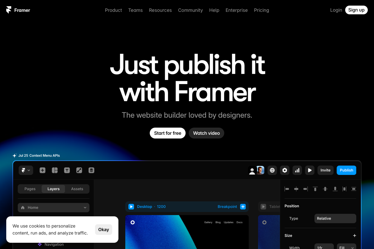 Framer homepage