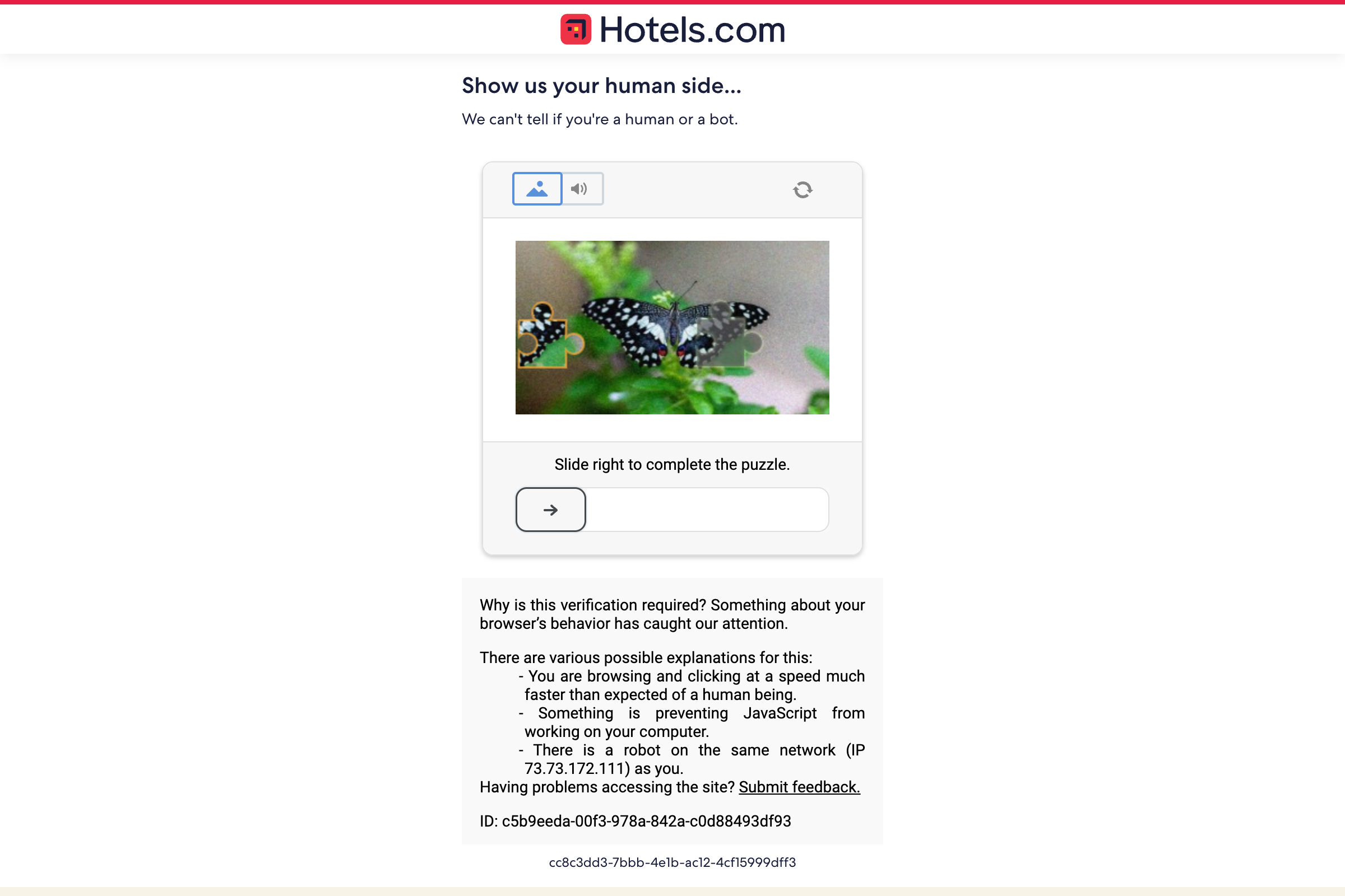 Hotels.com homepage
