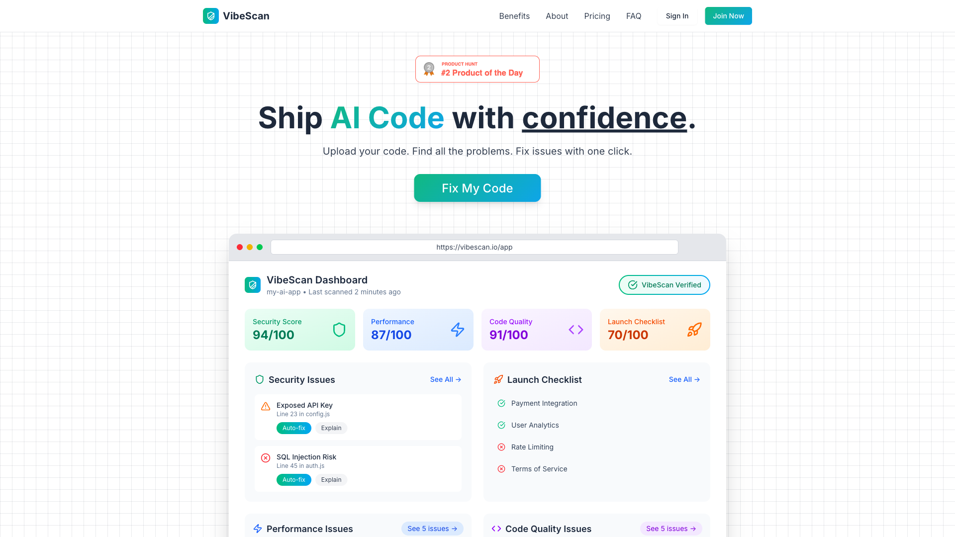 VibeScan Review 2025: Ship AI code with confidence. homepage