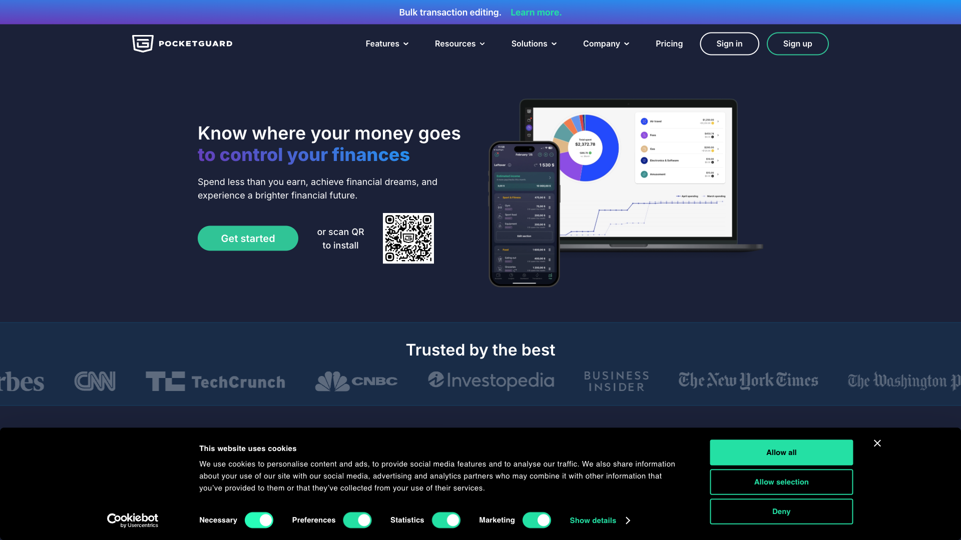 PocketGuard homepage