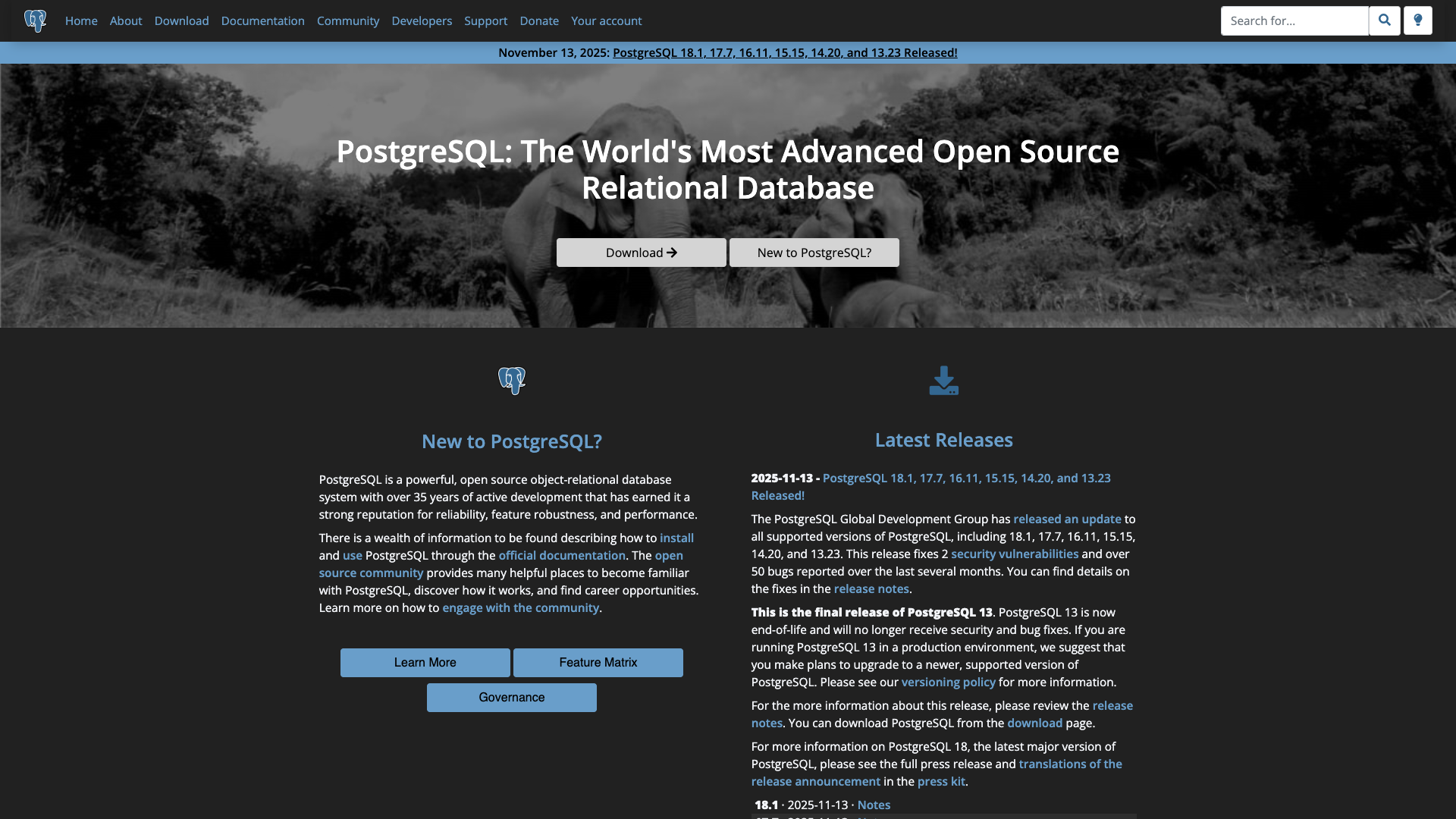 PostgreSQL Homepage