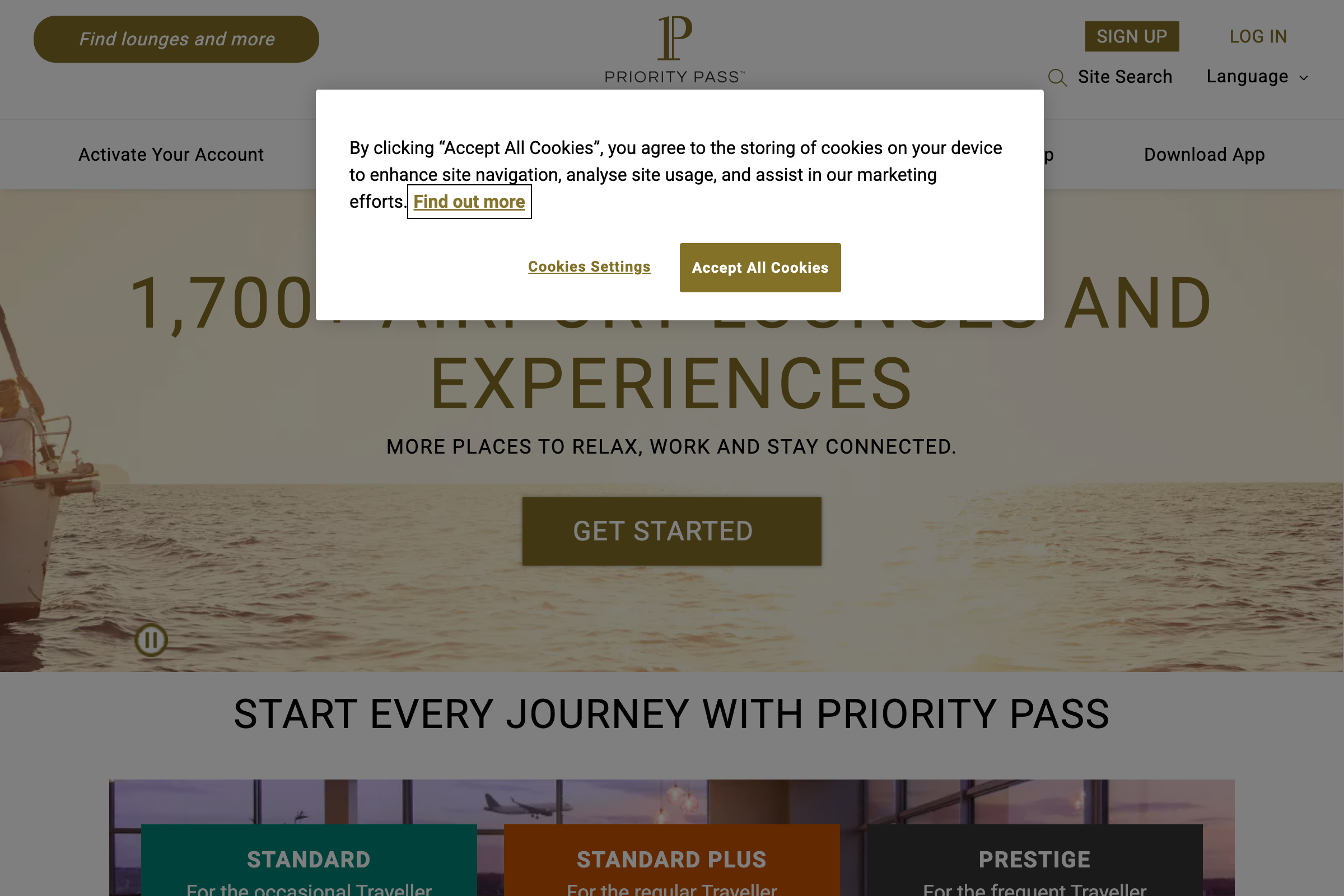 Priority Pass homepage