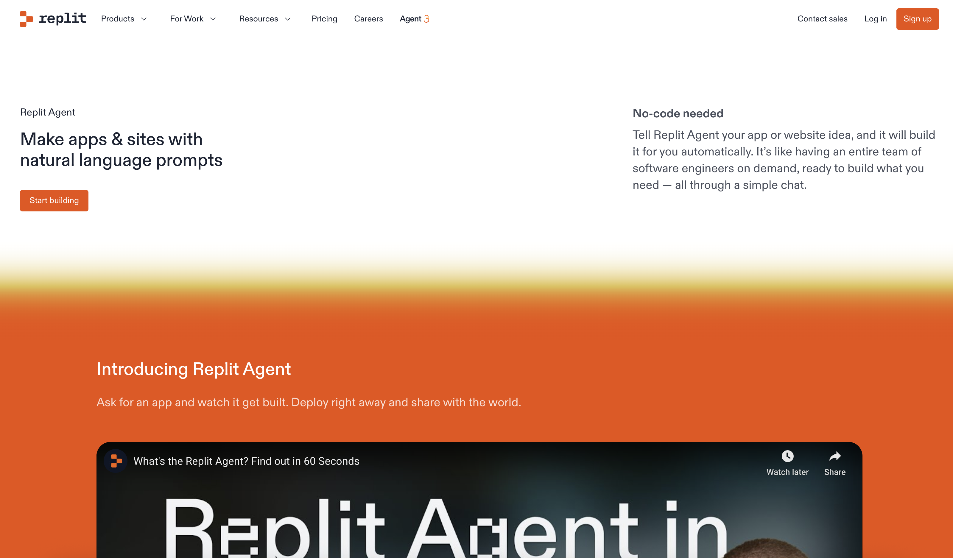 Replit Agent Homepage