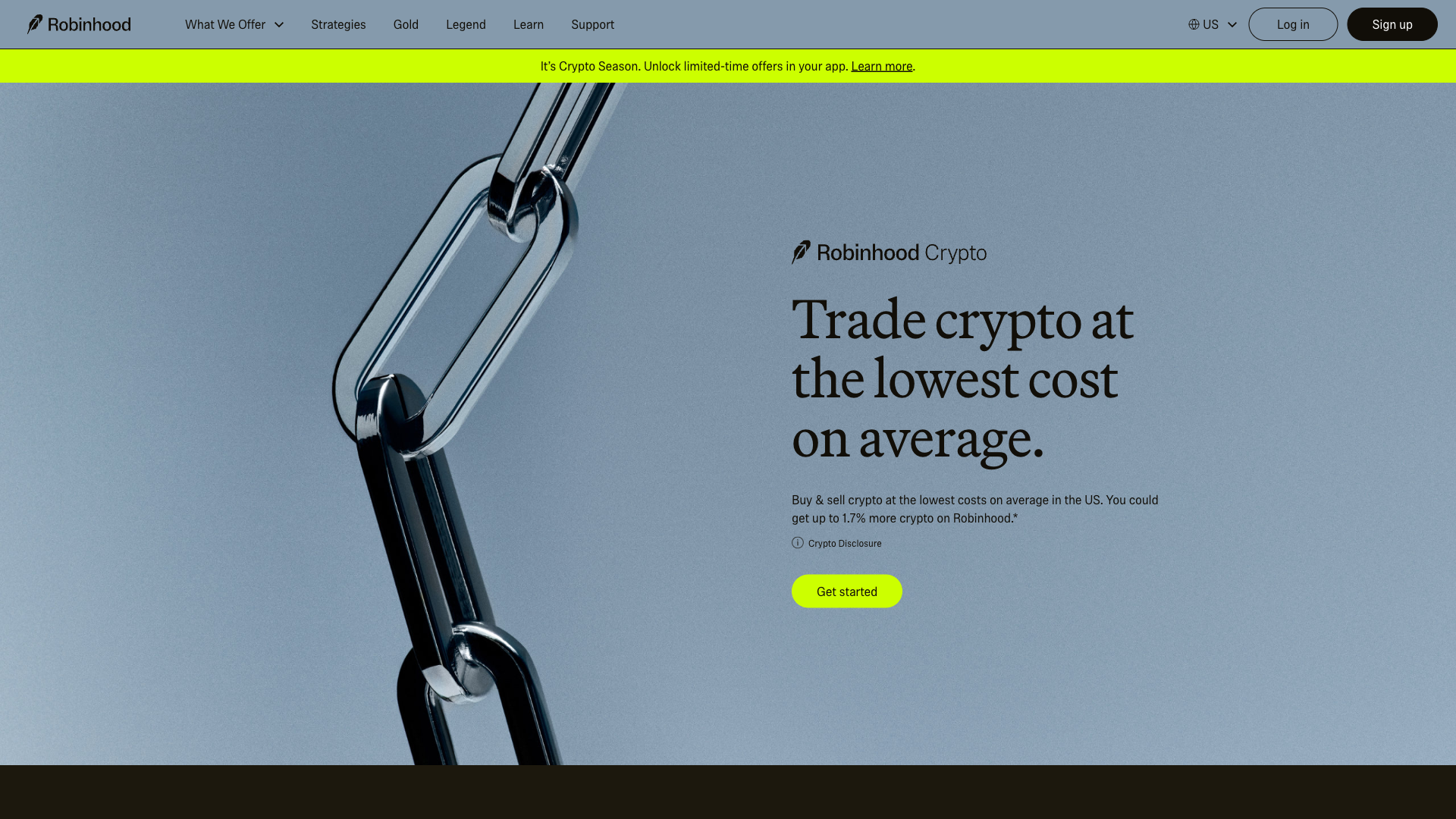 Robinhood Crypto homepage
