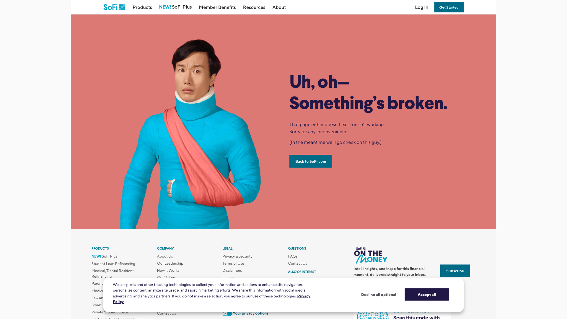 SoFi Money homepage