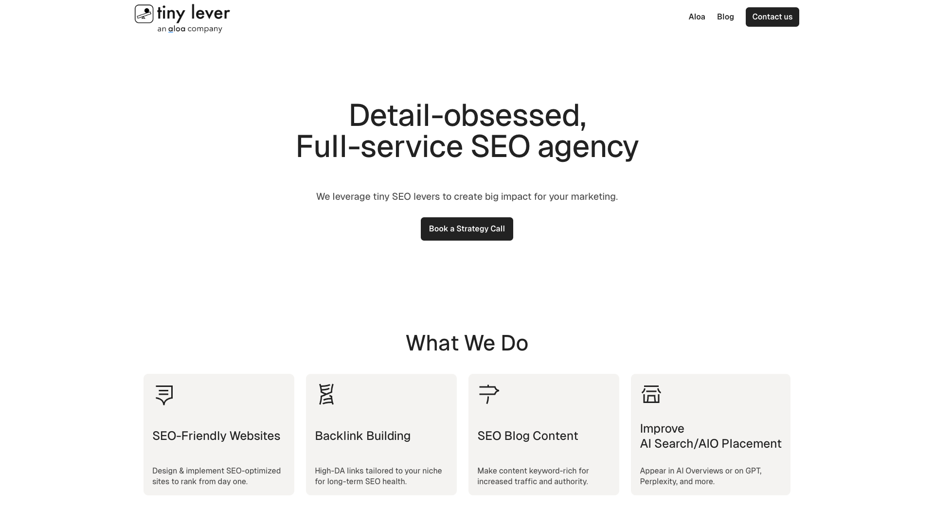 Tiny Lever Marketing Homepage
