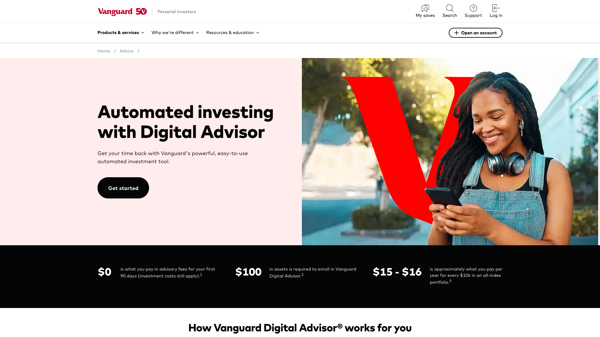 Vanguard Digital Advisor dashboard