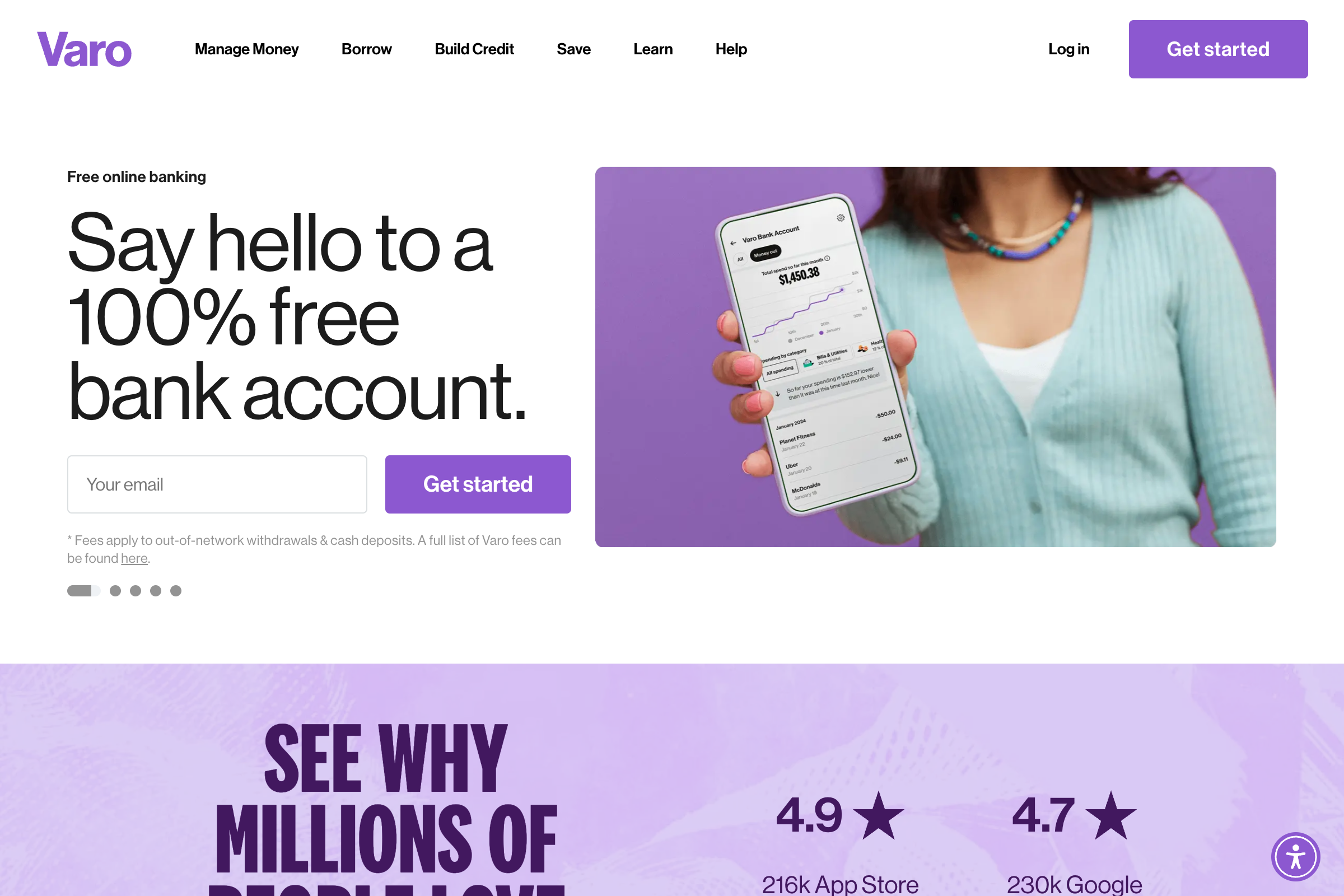 Varo Bank homepage
