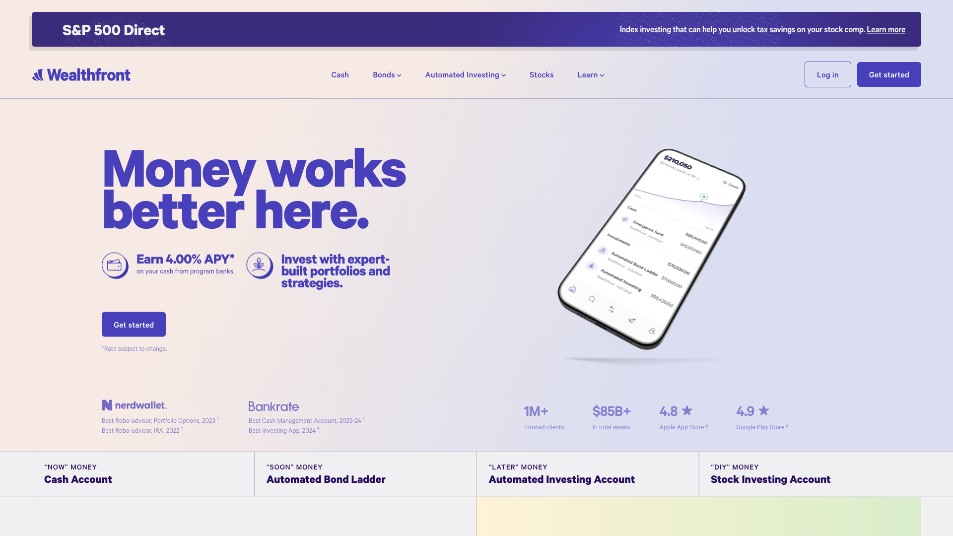 Wealthfront Cash Account homepage