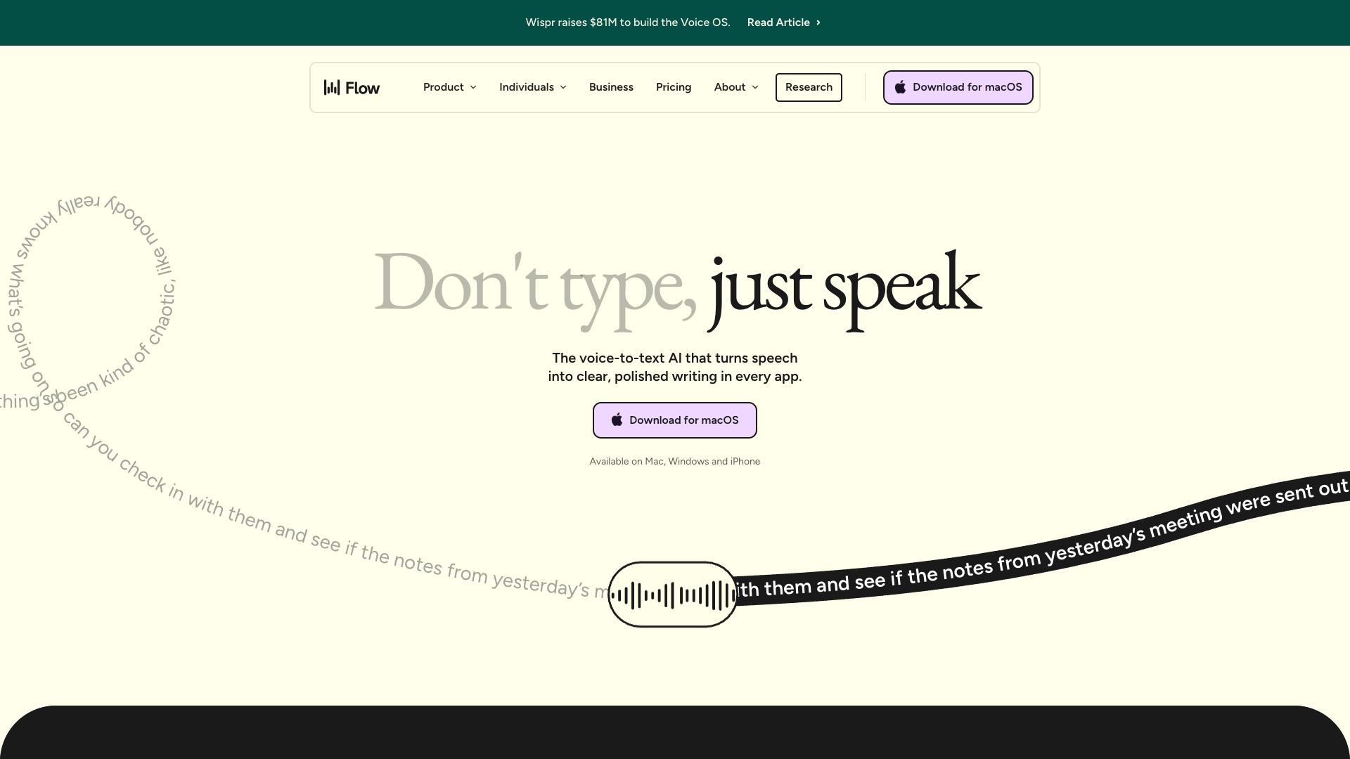 Wispr Flow Homepage